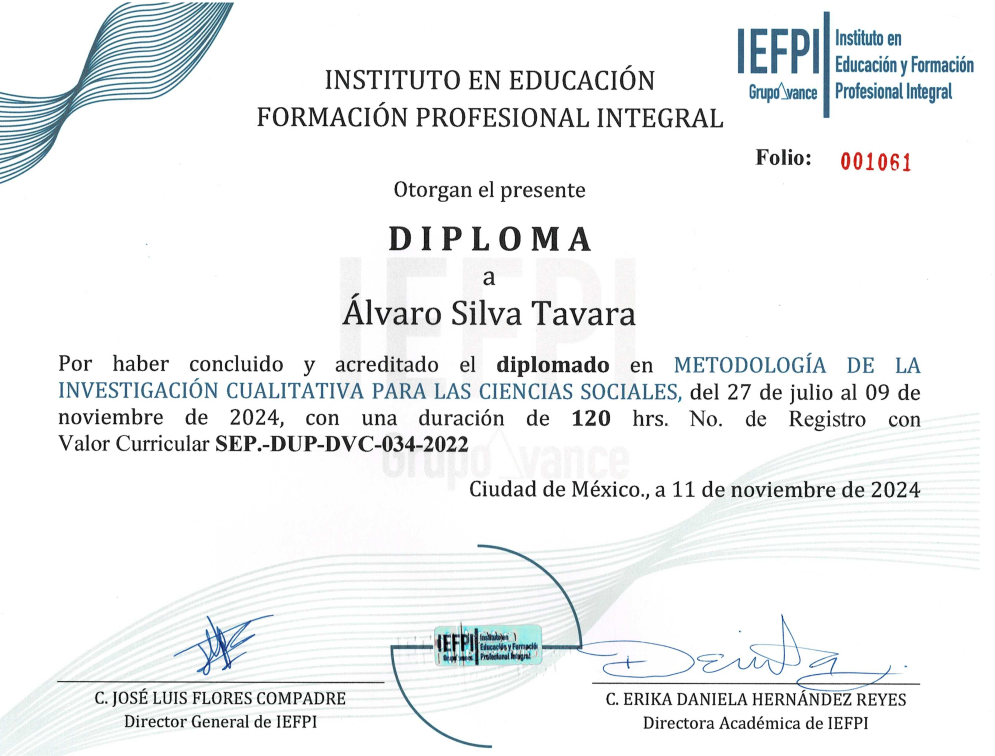 DIPLOMADO CUALITATIVA IEFPI Diplomado en investigacvión cualitativa MEXICO