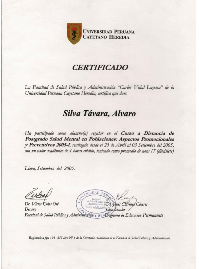 Curso de Salud mental