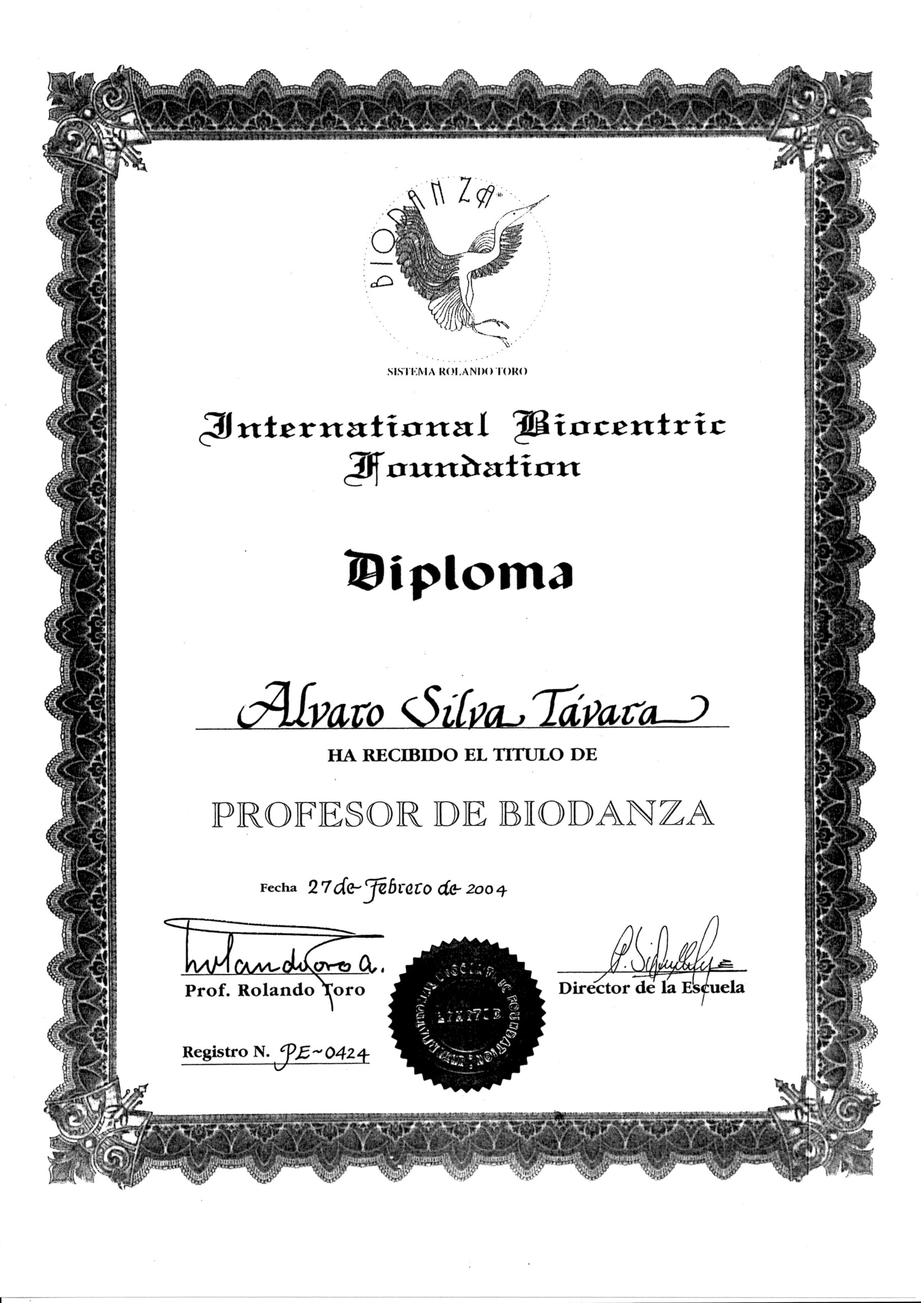 profesor biodanza titulo Diploma de profesor de Biodanza